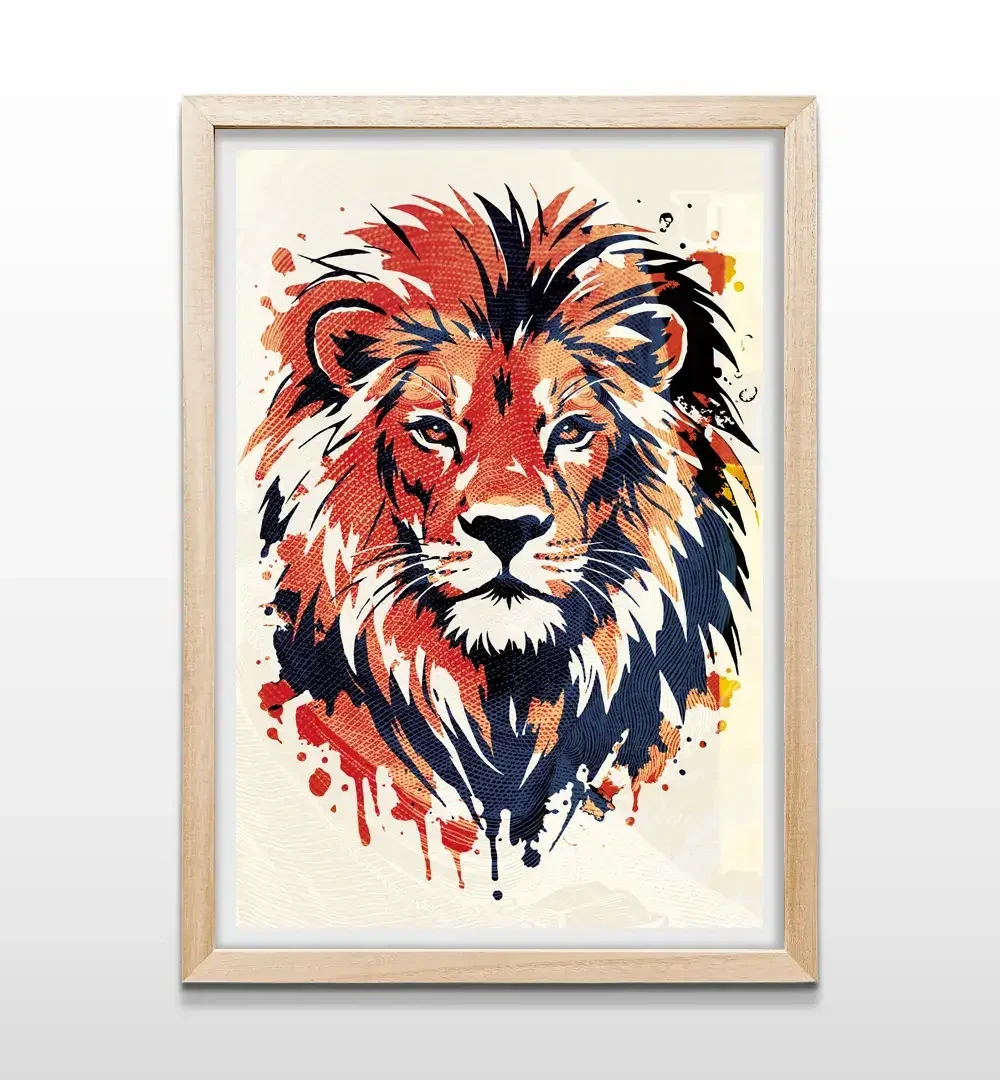 cuadro leon dolar rectangular natural