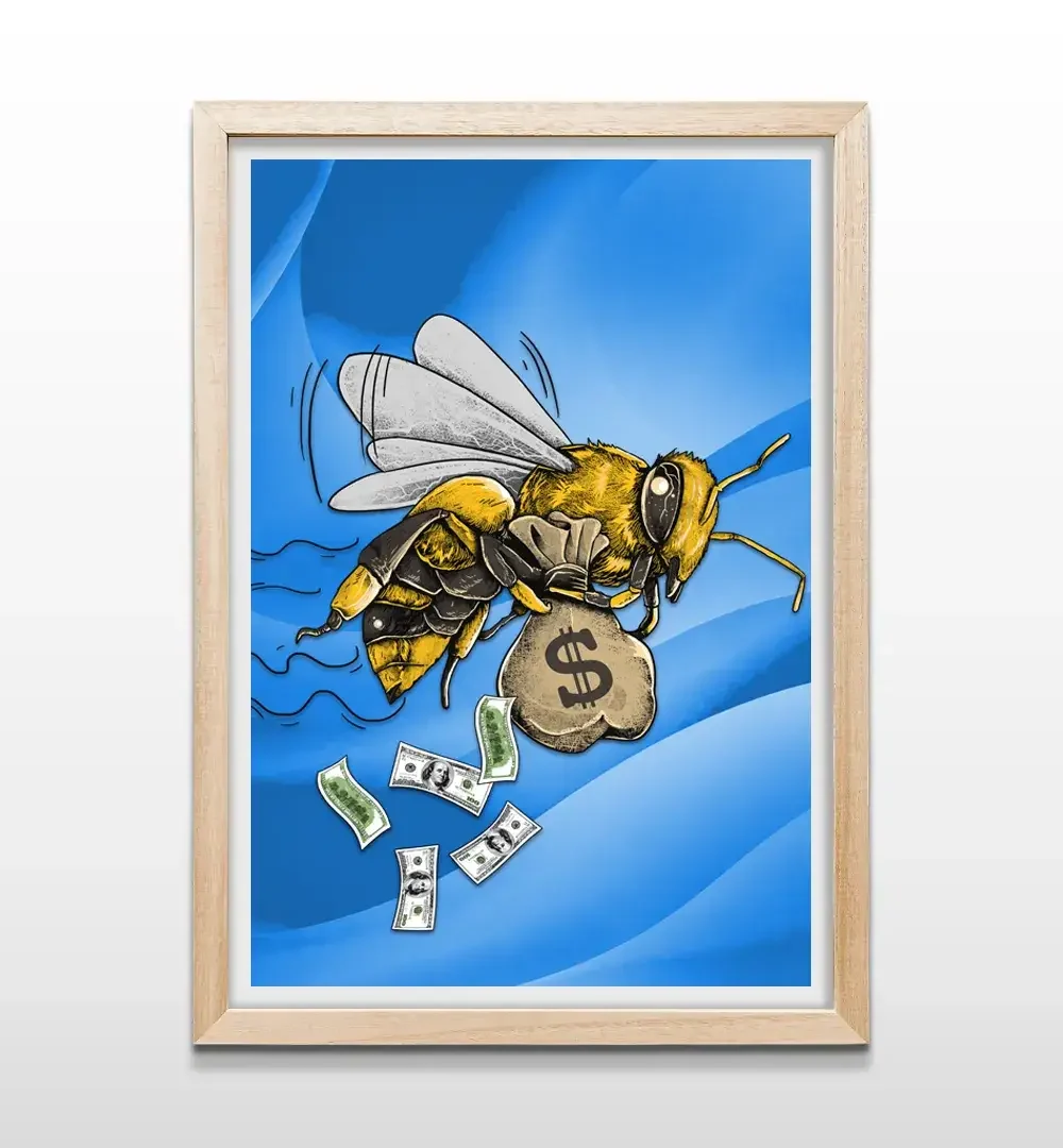 cuadro abeja trabajadora rectangular natural