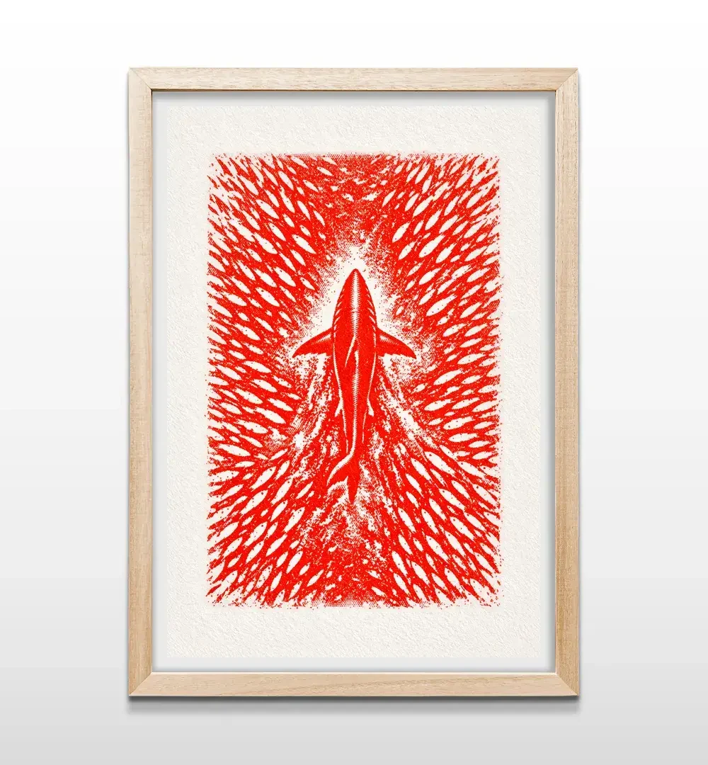 cuadro ataque tiburon rectangular natural