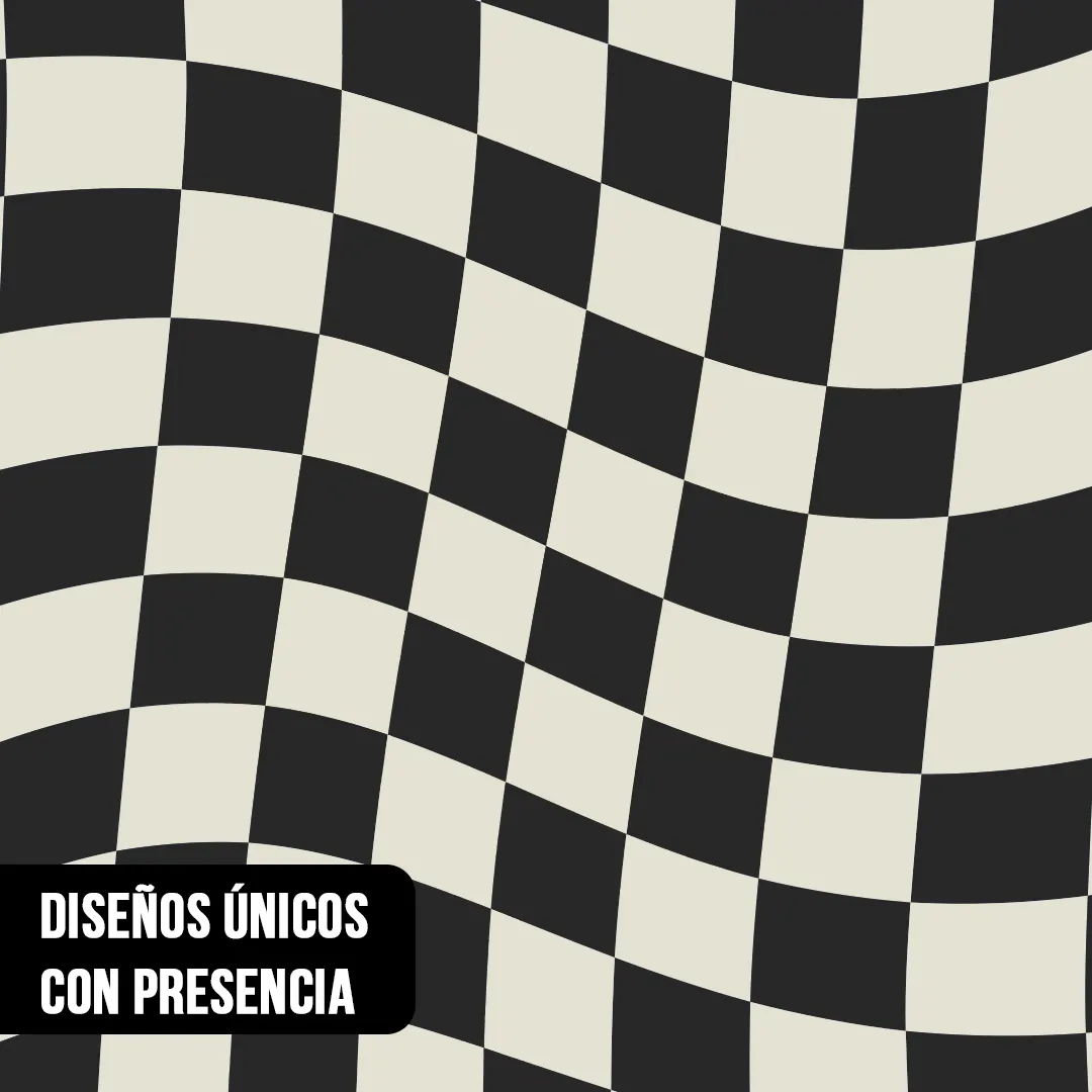 Primer plano de diseño gráfico con patrón a cuadros blancos y negros con movimiento de ondas