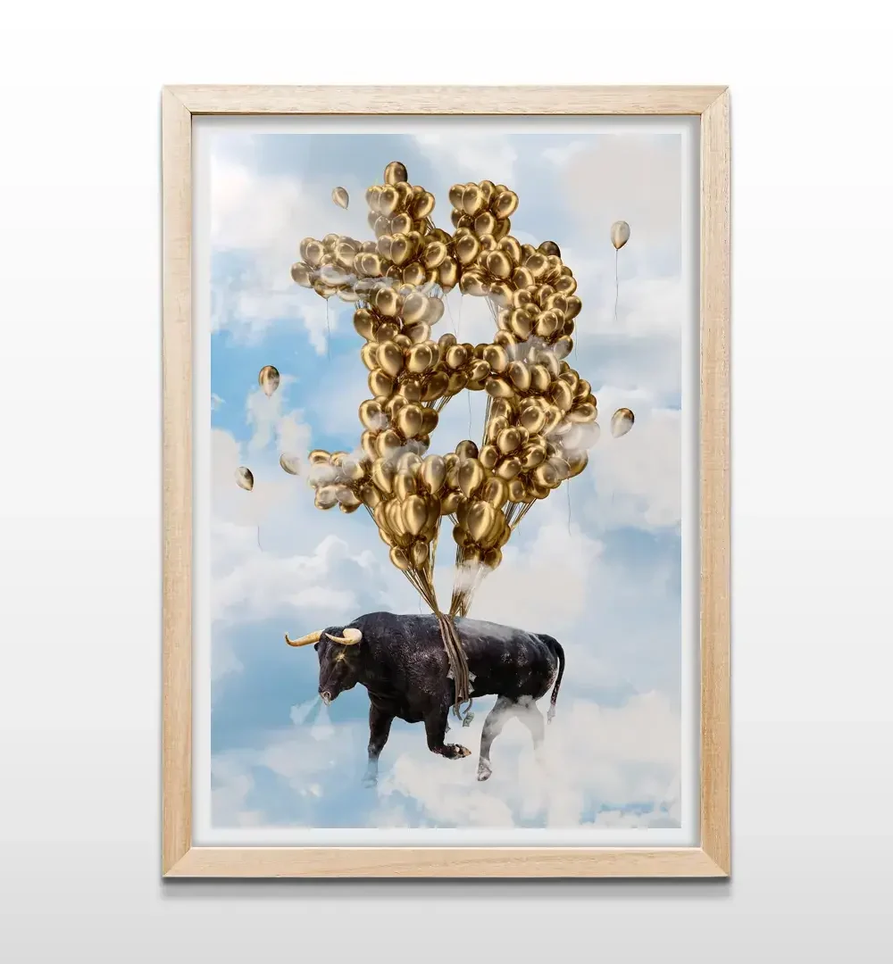 cuadro bitcoin en alza rectangular natural