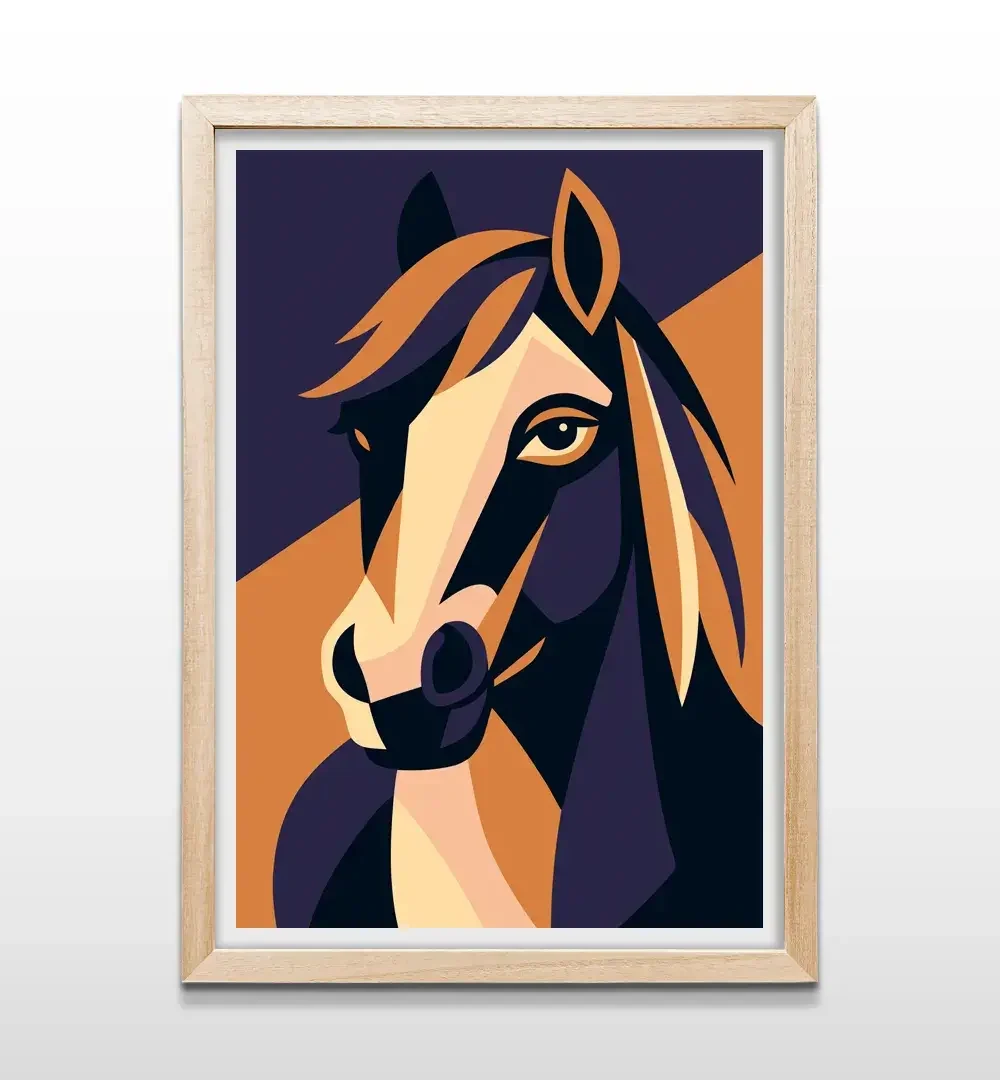 cuadro caballo rectangular natural