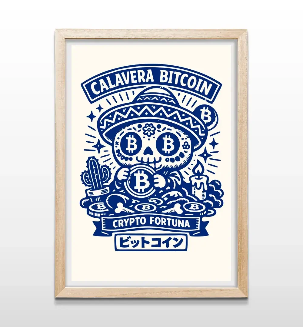 cuadro calavera btc rectangular natural