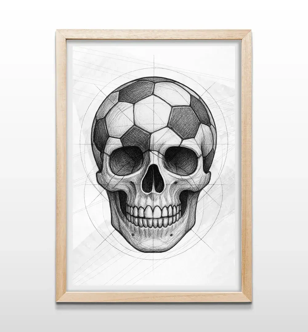 cuadro calavera fútbol natural