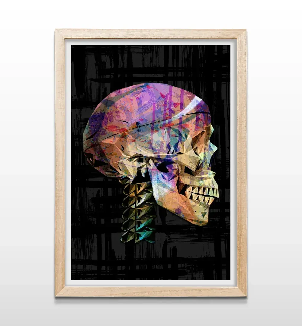 cuadro calavera graffiti rectangular natural