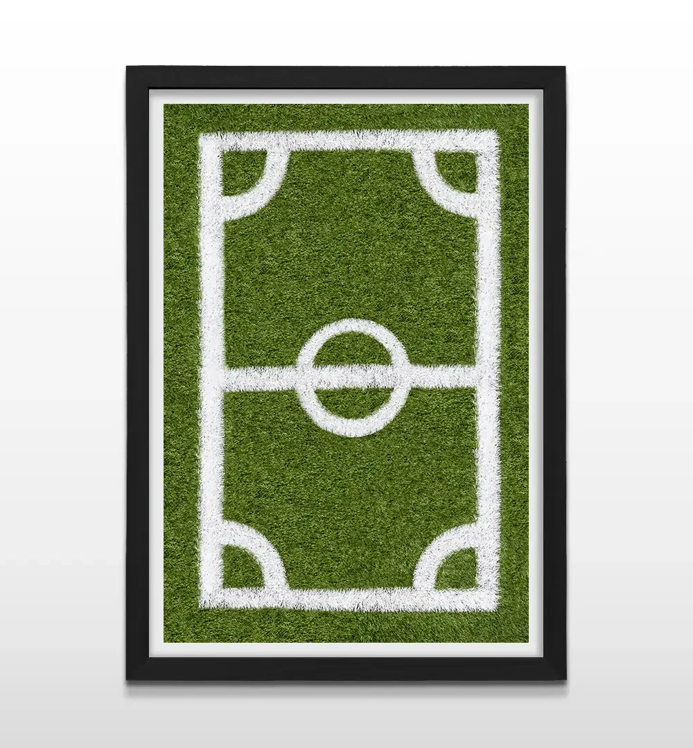 Cuadro moderno de estadio de fútbol con marco negro, decoración de alto impacto visual y regalo ideal para fanáticos del fútbol y deportistas