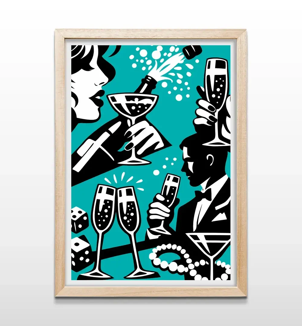 cuadro champagne party rectangular natural