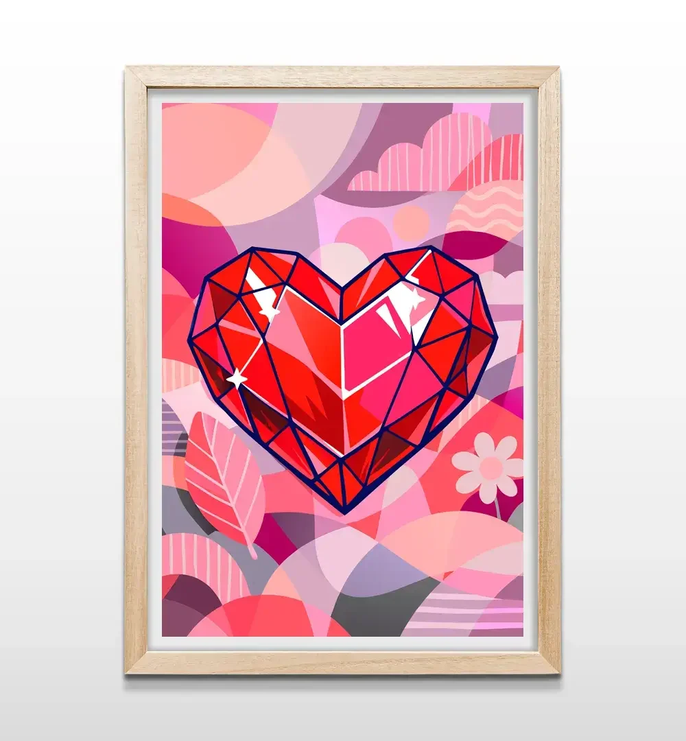 cuadro corazon de cristal rectangular natural