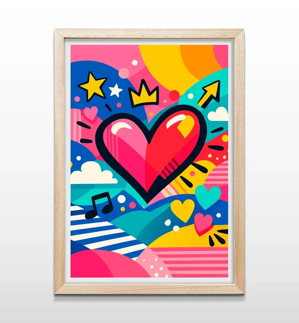 cuadro corazon graffiti natural