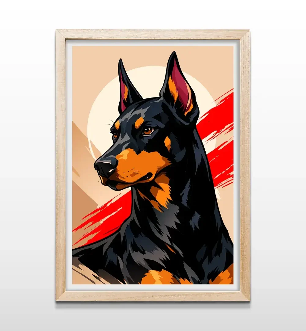 cuadro doberman rectangular natural