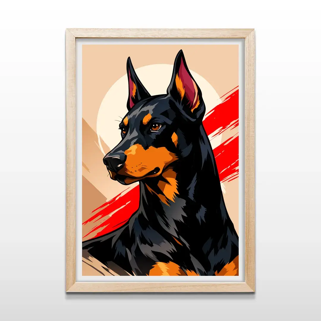 cuadro doberman rectangular natural