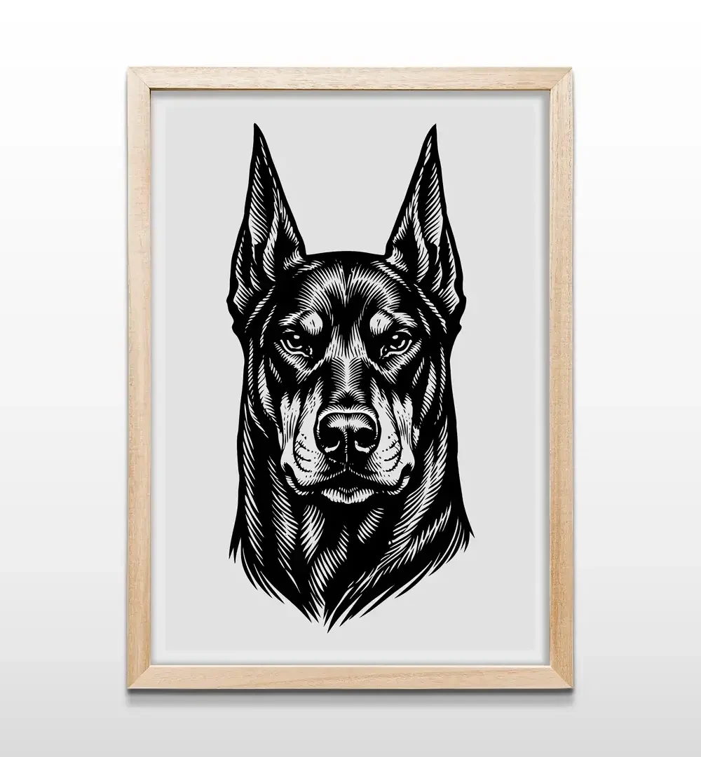 cuadro doberman retrato rectangular natural