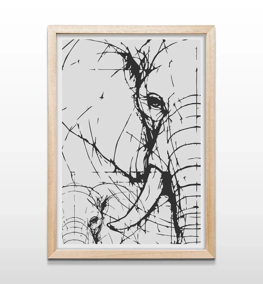 cuadro elefante rectangular natural