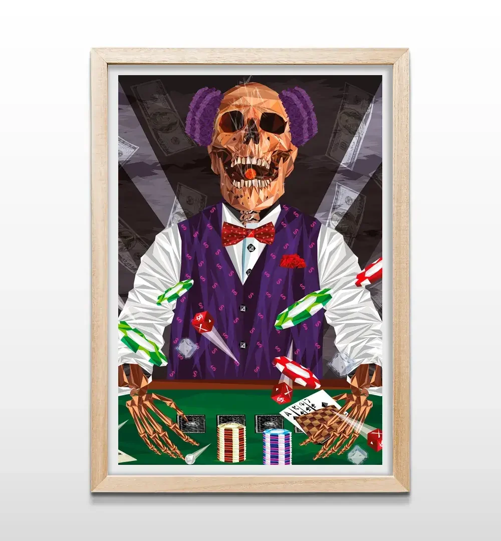 cuadro esqueleto crupier rectangular natural