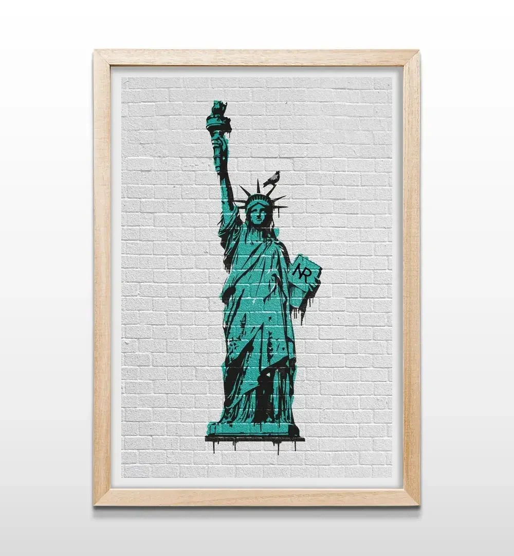cuadro estatua de la libertad graffiti rectangular natural