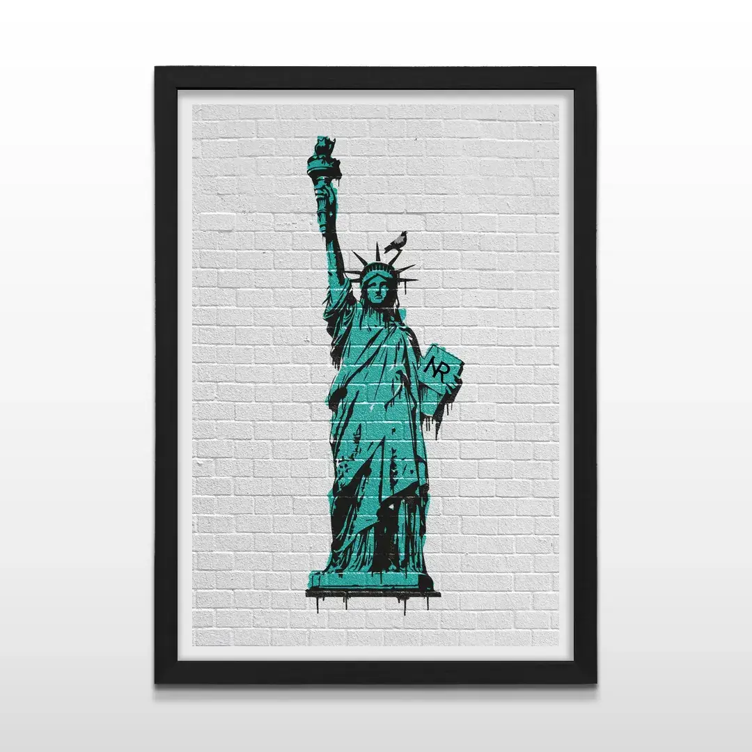 cuadro estatua de la libertad graffiti rectangular negro