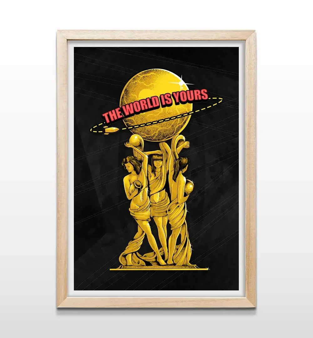 cuadro estatua el mundo es tuyo rectangular natural