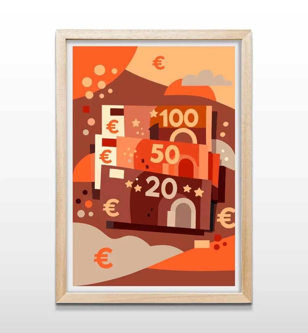 cuadro euros rectangular natural