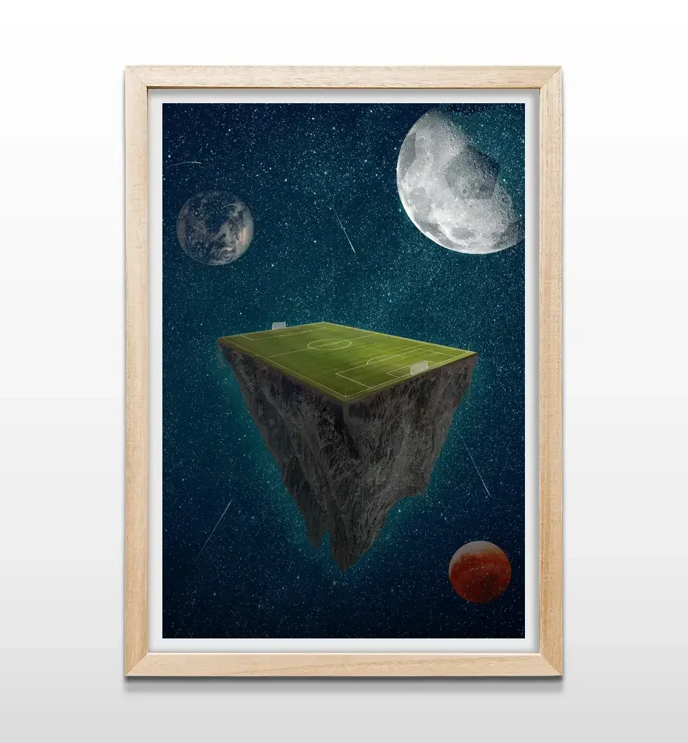 cuadro fútbol de otro planeta rectangular natural