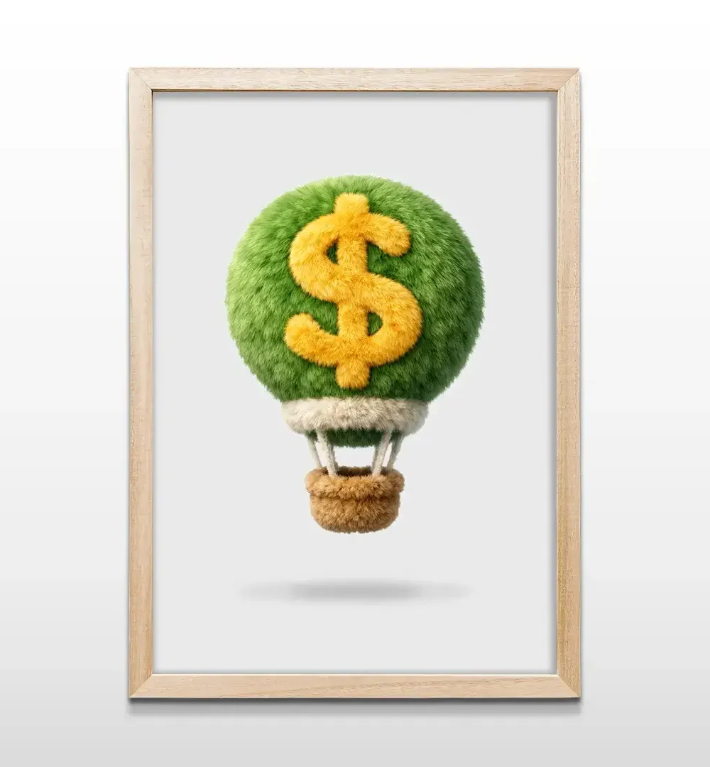 cuadro globo dinero rectangular natural