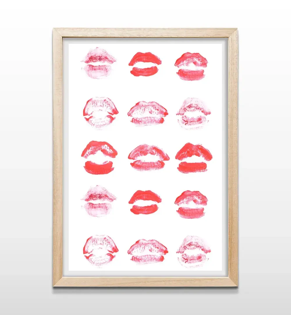 cuadro labios rojos rectangular natural