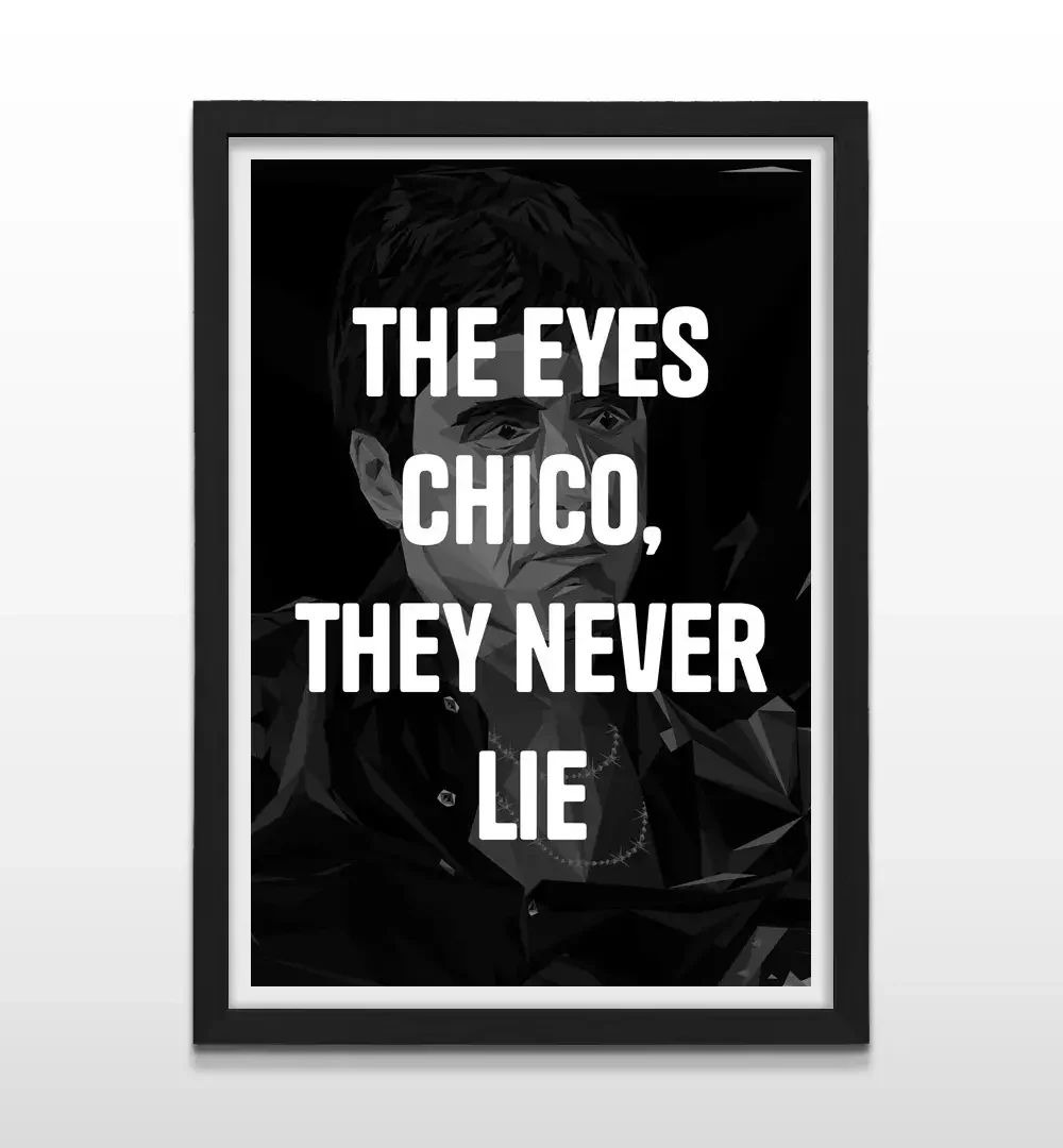 Cuadro moderno Los ojos chico nunca mienten con marco negro, decoración de alto impacto visual y regalo ideal para emprendedores y amantes del cine clásico