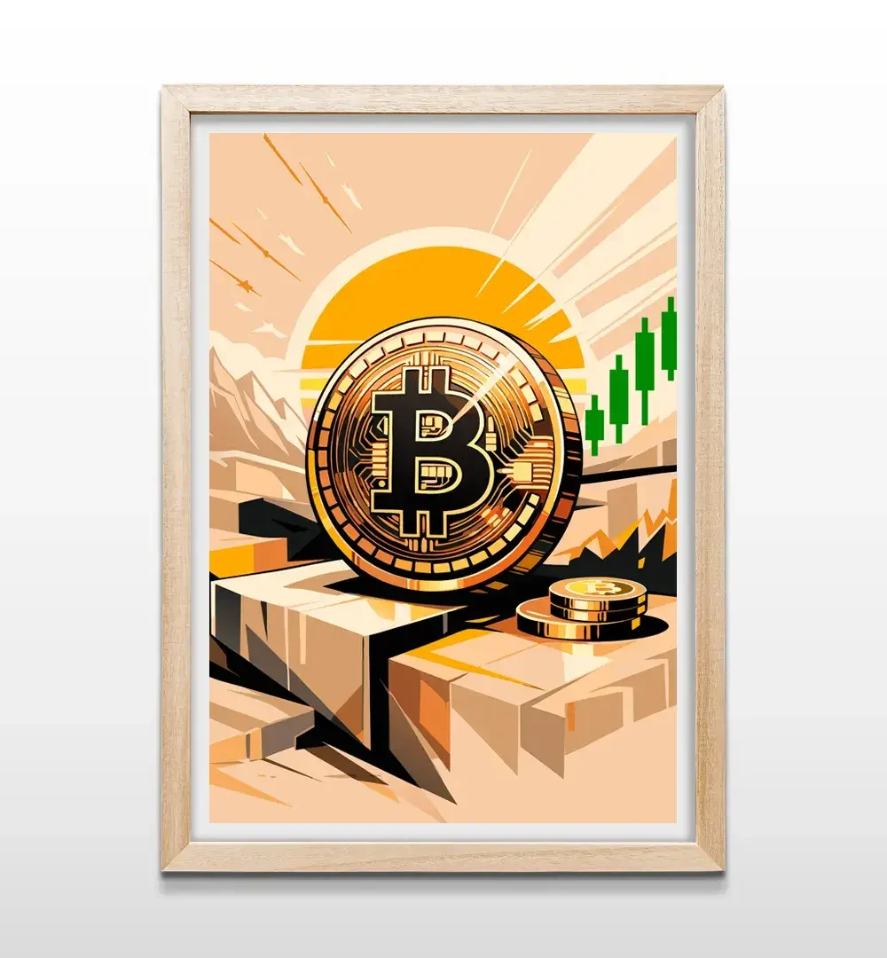 cuadro moneda bitcoin rectangular natural