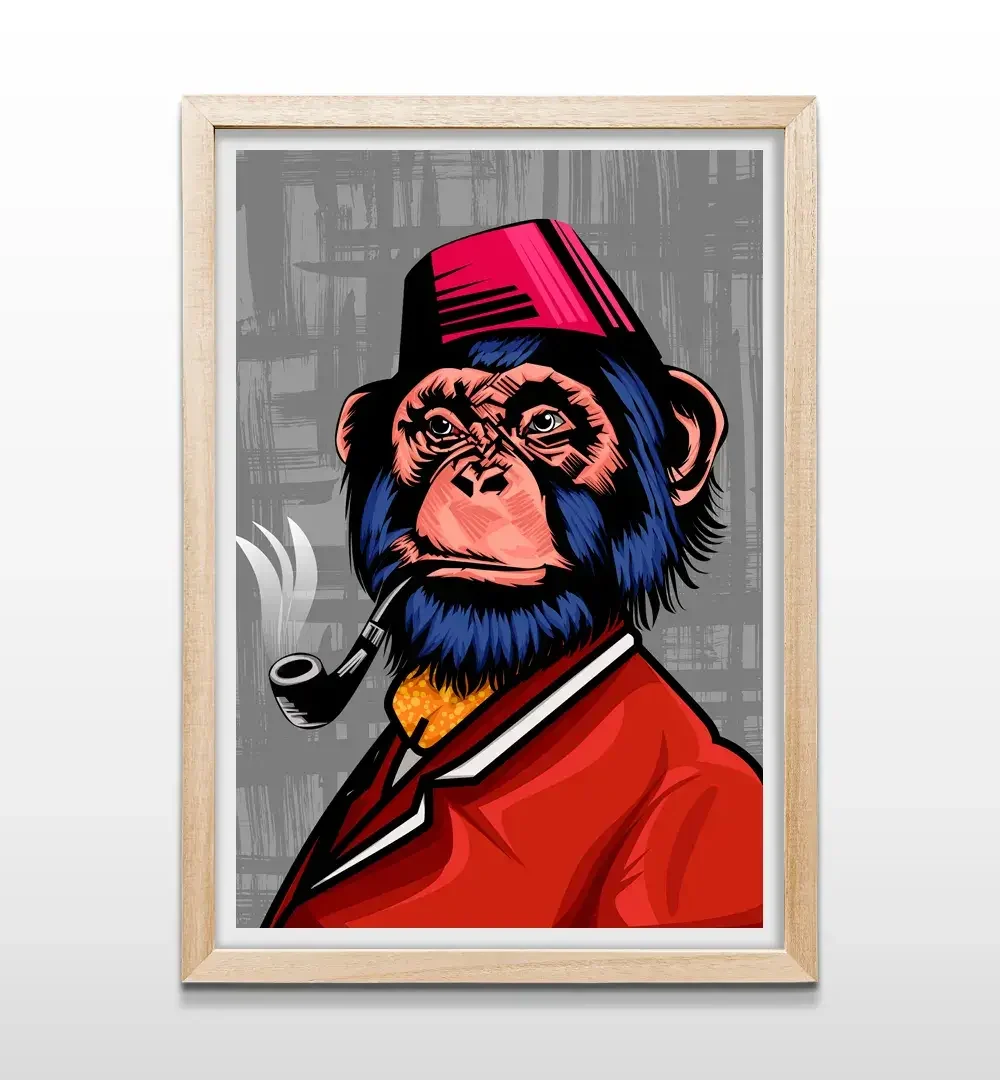 cuadro mono mafia rectangular natural