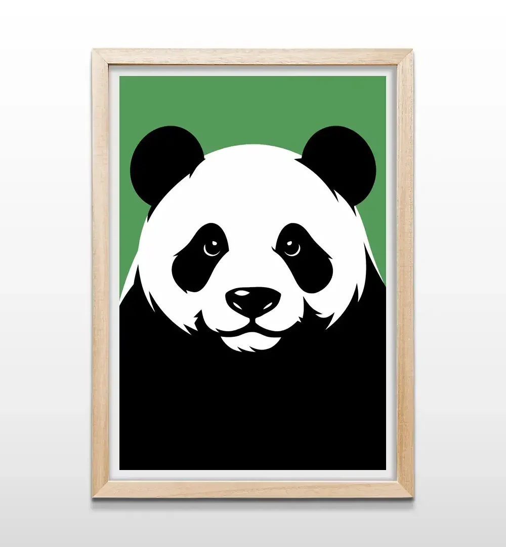 cuadro oso panda rectangular natural
