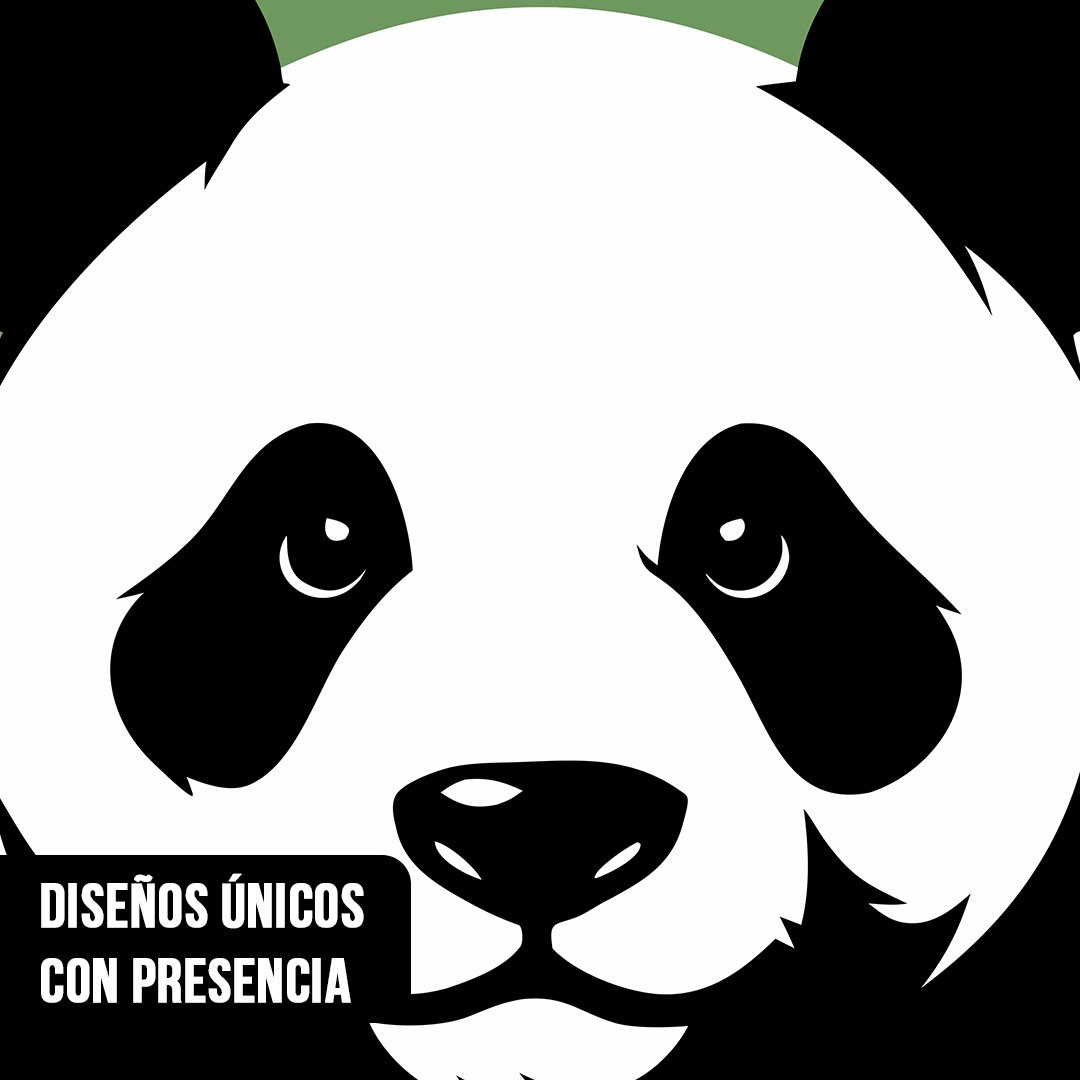 Primer plano de ilustración minimalista con la cara y manchas características de un oso panda en blanco y negro