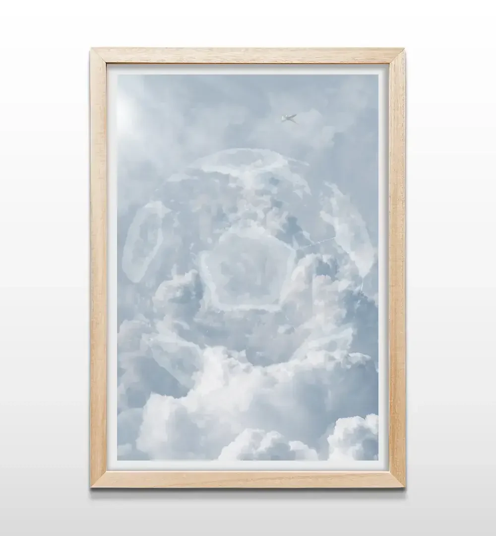 cuadro pelota de futbol nubes rectangular natural