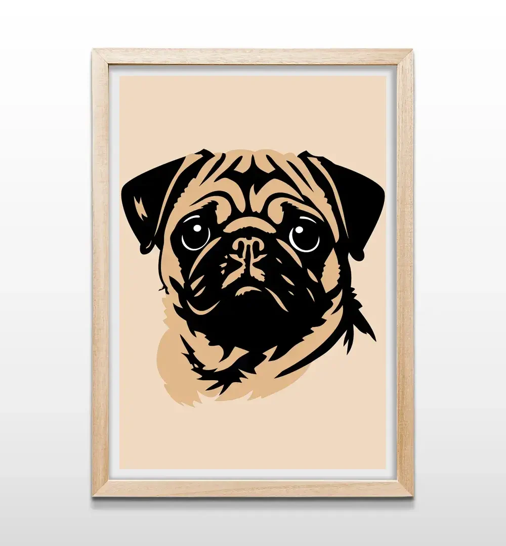 cuadro pug rectangular natural