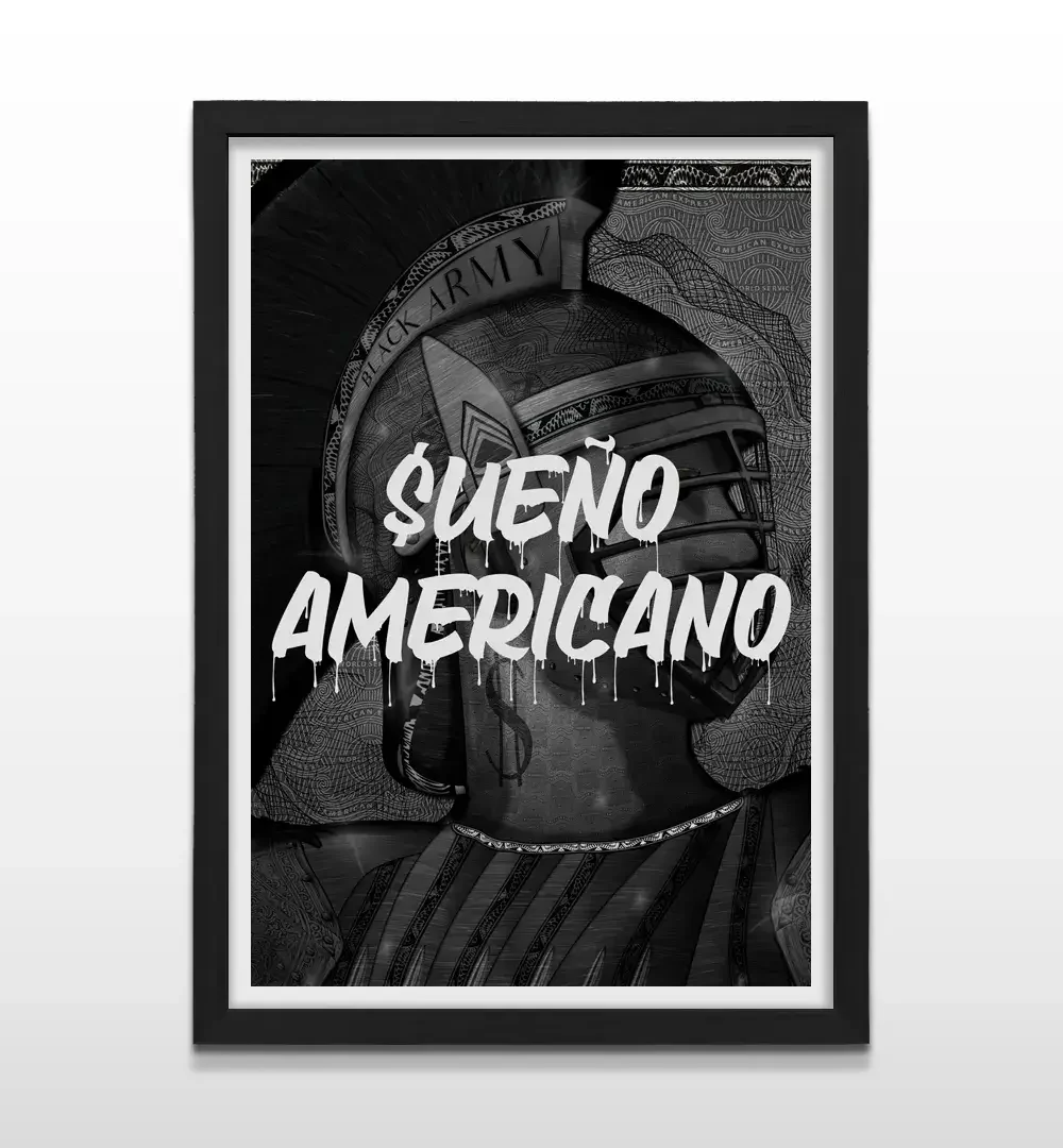 Cuadro moderno de centurión y Sueño Americano con marco negro, decoración de alto impacto visual y regalo ideal para líderes y emprendedores