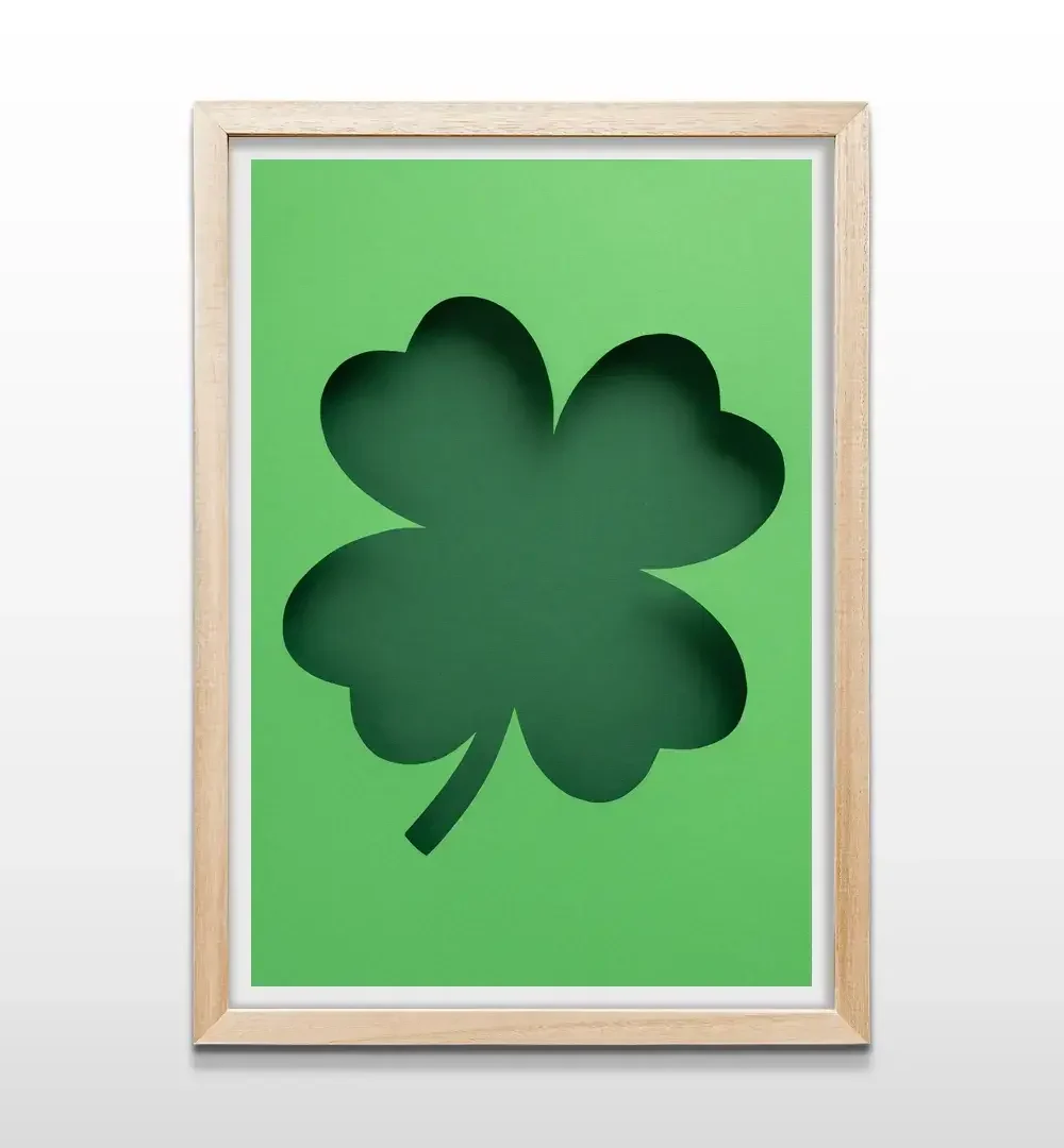 cuadro trebol de la suerte rectangular natural