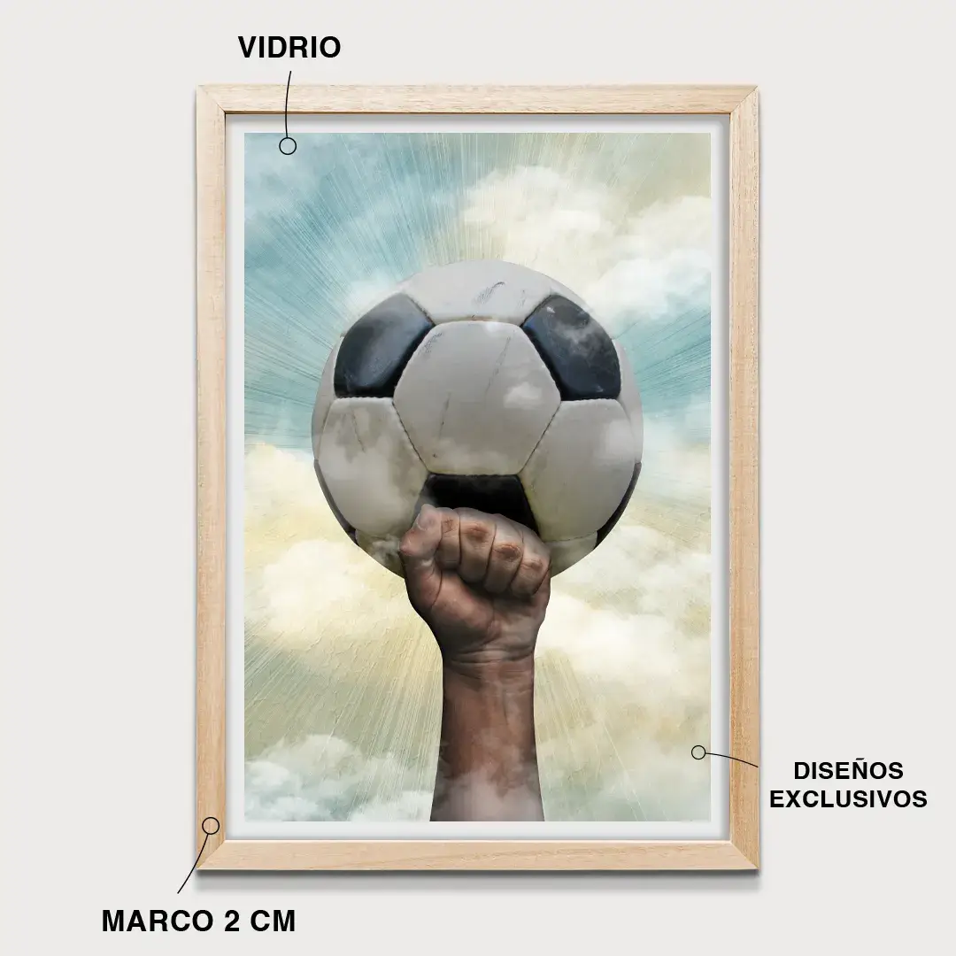 Detalle del cuadro decorativo con marco de 2 cm y vidrio protector