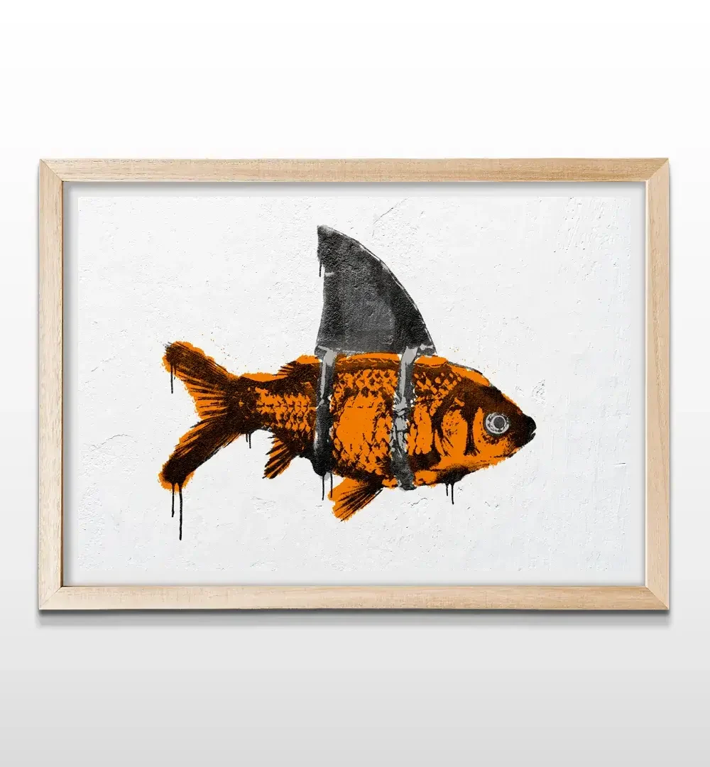 cuadro pez tiburon rectangular natural