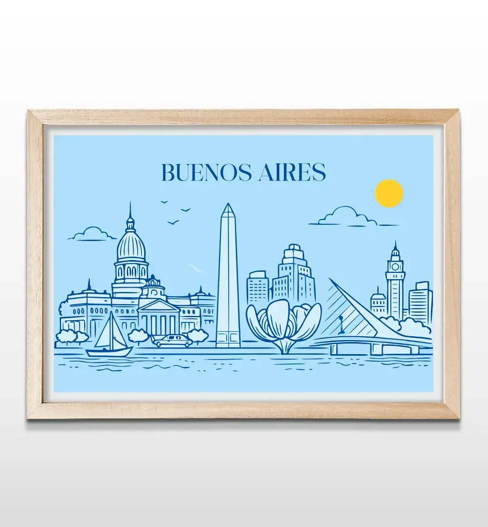 cuadro buenos aires rectangular natural