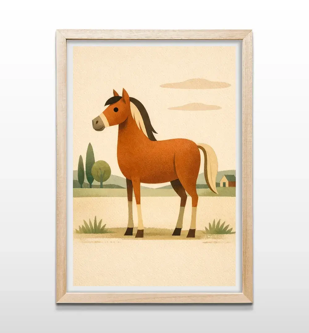 cuadro caballo niños rectangular natural