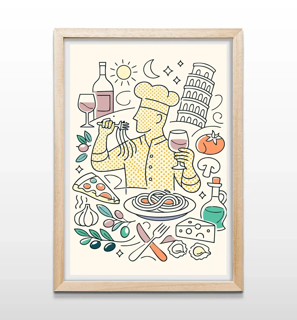 cuadro cocina italiana rectangular natural