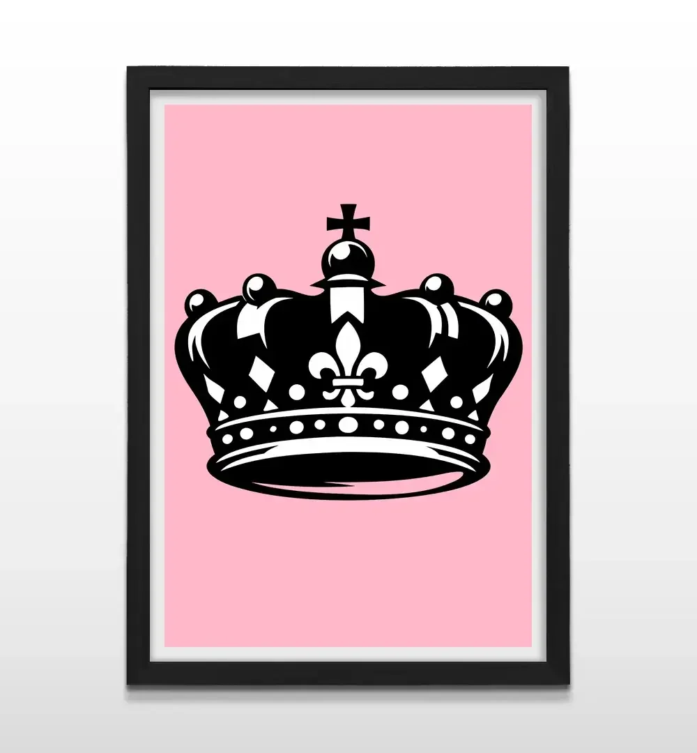 Cuadro moderno de corona real con marco negro, decoración de alto impacto visual y regalo ideal para mujeres líderes y amantes del diseño de interiores