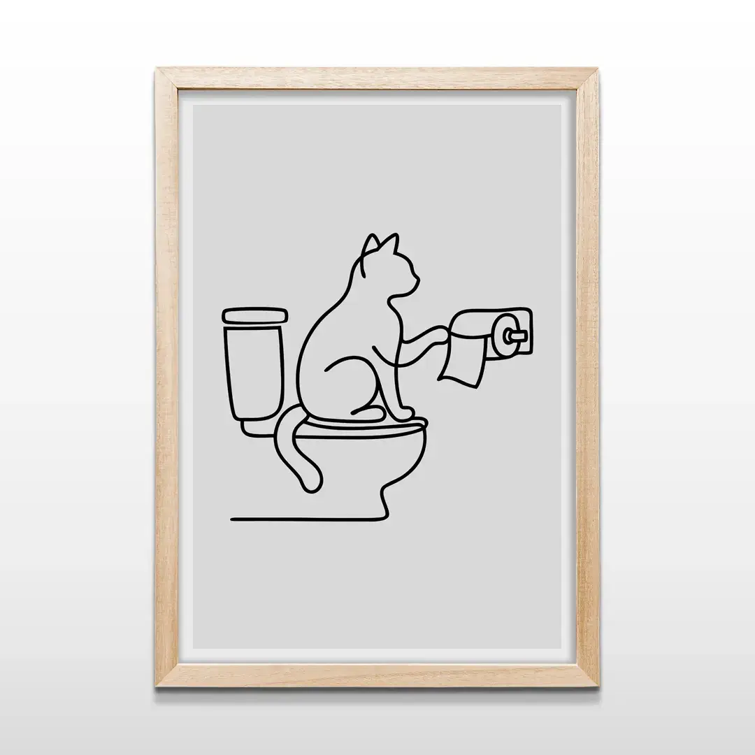 cuadro gato baño minimalista rectangular natural