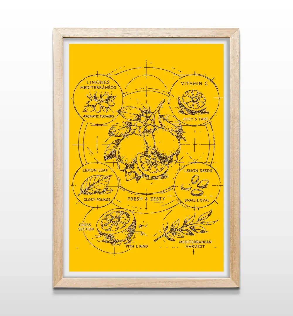 cuadro limones mediterraneos rectangular natural