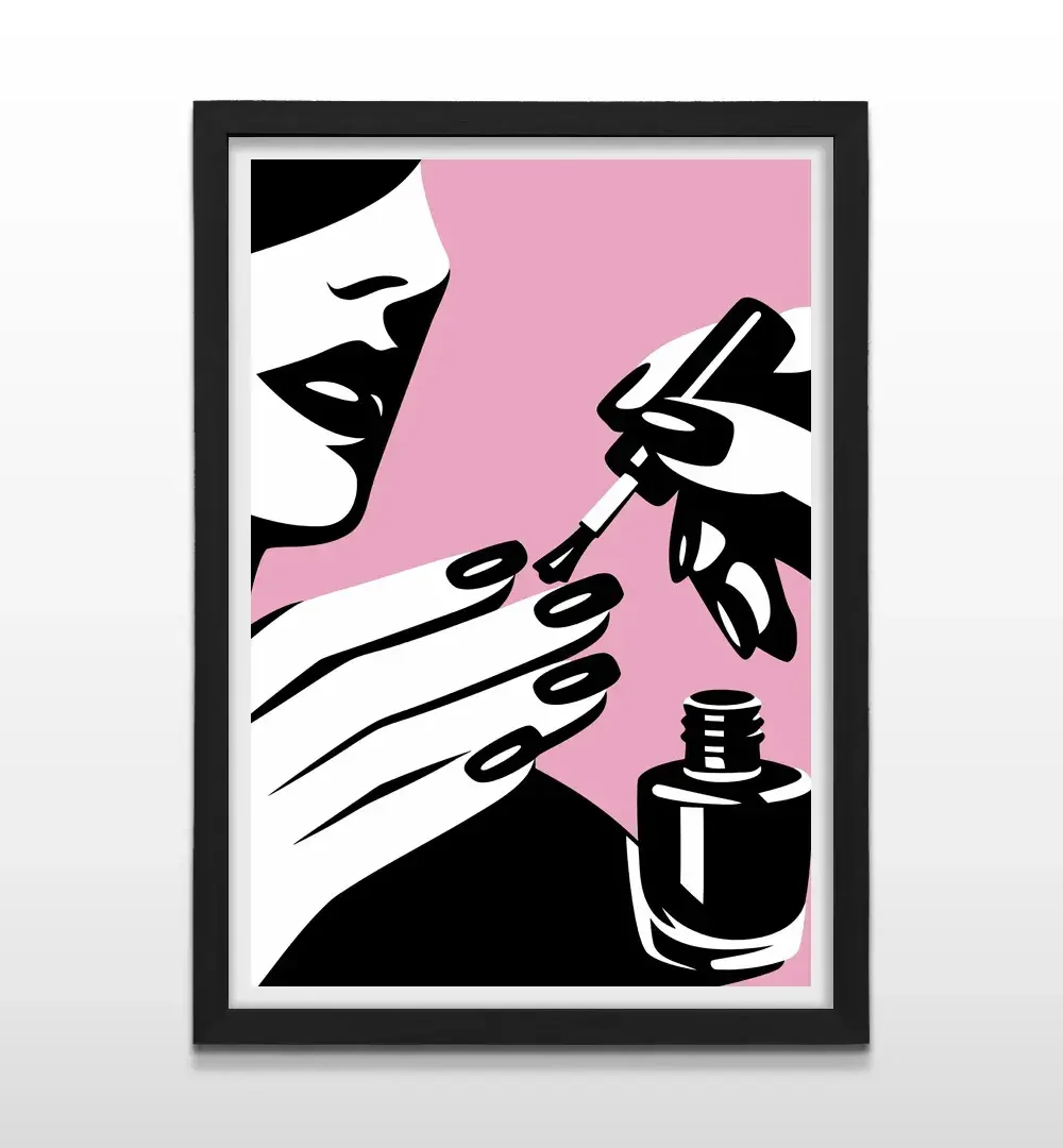 Cuadro moderno de manicura con marco negro, decoración de alto impacto visual y regalo ideal para manicuristas y amantes del cuidado personal