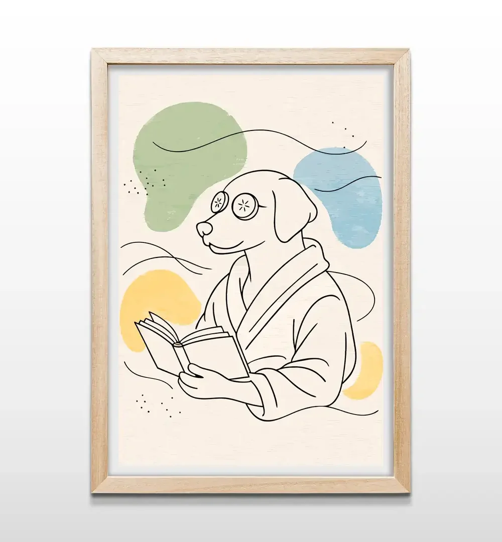 cuadro perro spa rectangular natural