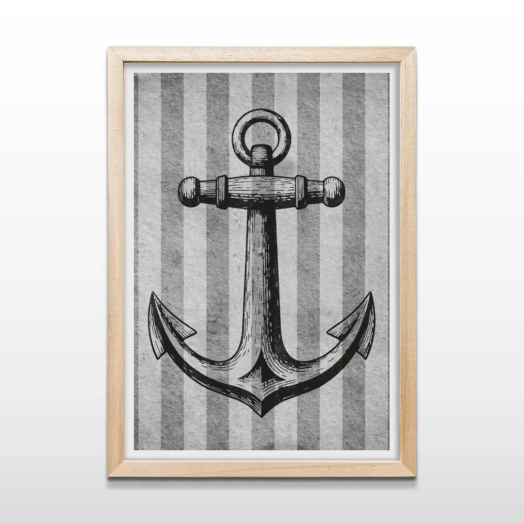 Cuadro de ancla vintage con marco de madera natural, decoración de pared náutica para dormitorios infantiles, casas de playa y quinchos