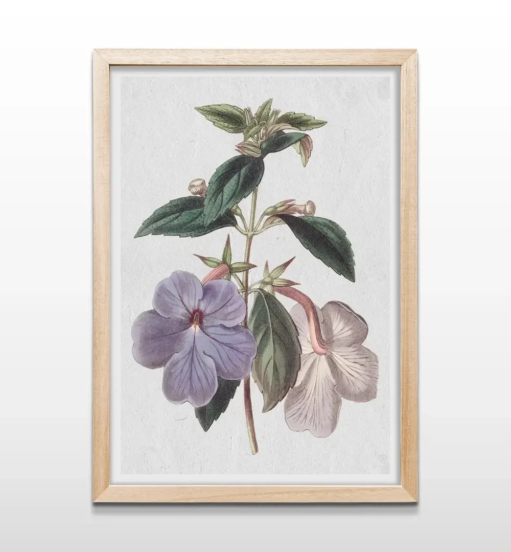 Cuadro de flores vintage con marco de madera natural, decoración de pared estilo cottagecore para dormitorios y salas de estar cálidas