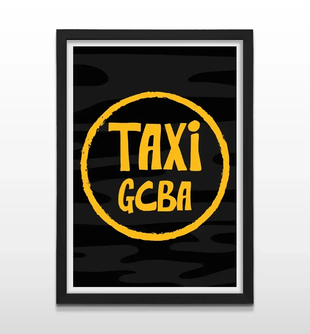 Cuadro moderno de taxi porteño con marco negro, arte de pared con diseño de Buenos Aires y regalo original para fanáticos de la cultura urbana