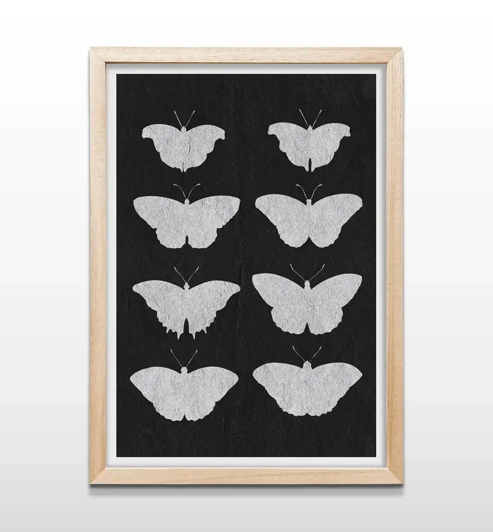 Cuadro de silueta de mariposa con marco de madera natural, decoración de pared minimalista para dormitorios infantiles, juveniles y espacios modernos