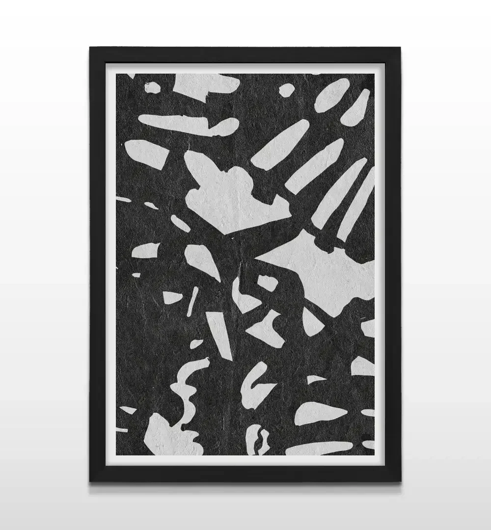 Cuadro moderno de figuras abstractas con marco negro, decoración de alto impacto visual para interiores minimalistas y regalo ideal para amantes del arte contemporáneo