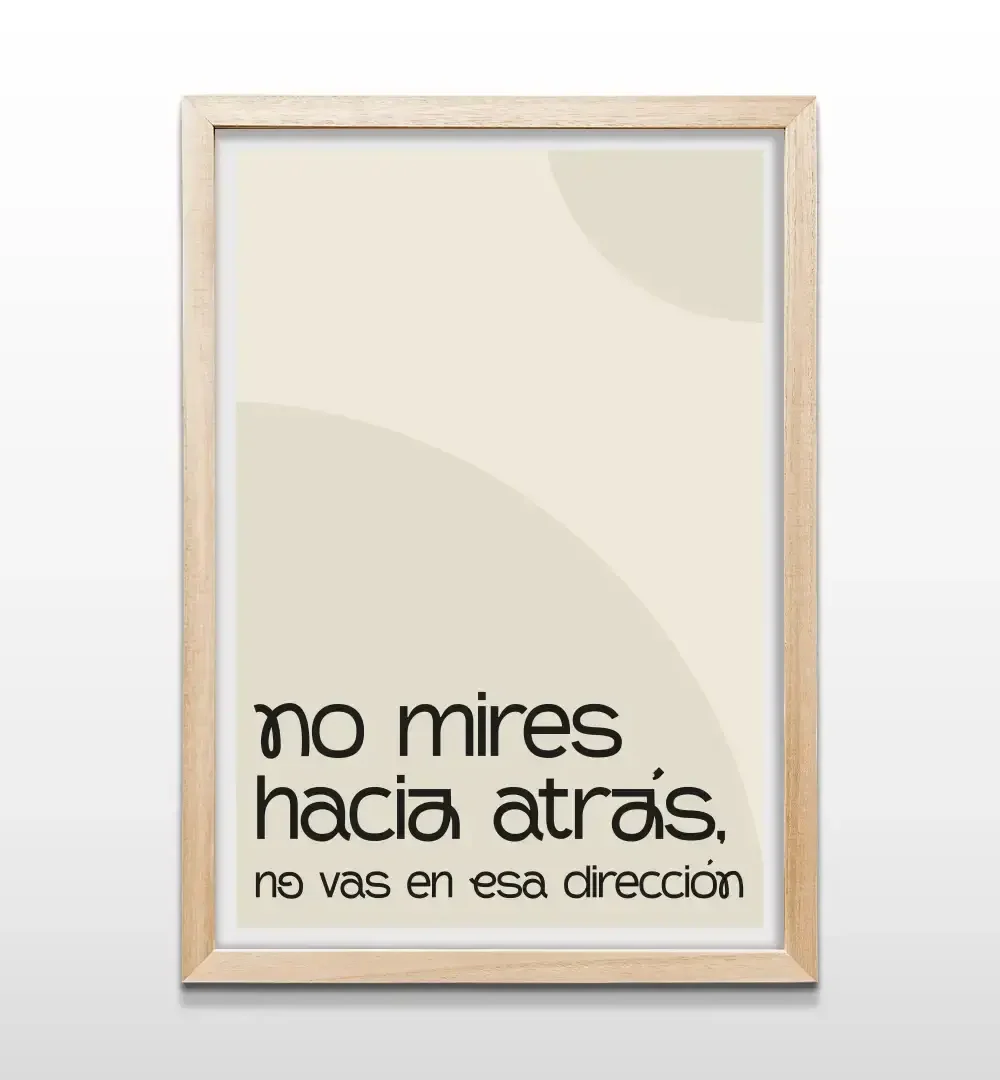 Cuadro motivacional minimalista con marco de madera natural, arte de pared elegante para livings modernos y habitaciones con decoración de estilo nórdico o cálido